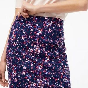 J. Crew Navy Floral Pencil Skirt